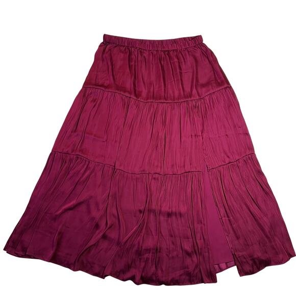 Banana Republic Tiered Soft Satin Skirt with Slit Size X-Large Pull On Colorful - Picture 1 of 8
